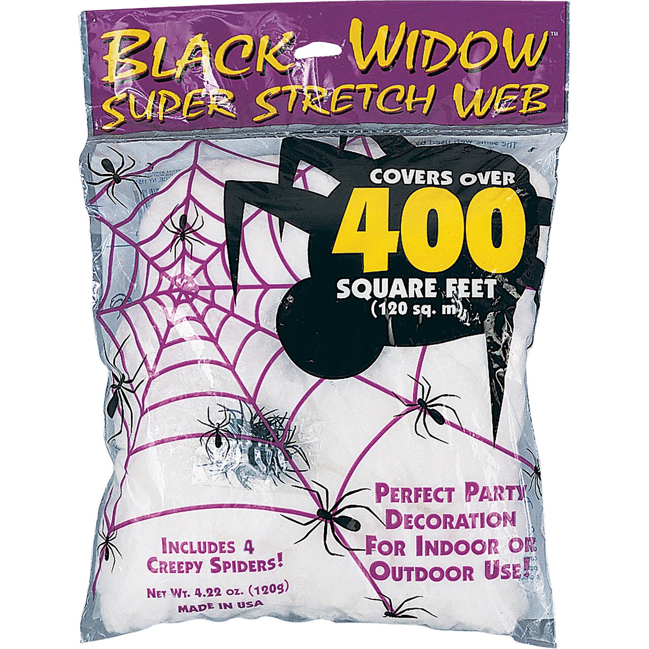 Spider Web White Stretch Decoration Covers 400 Sq Ft for Halloween Indoor/Outdoor Use